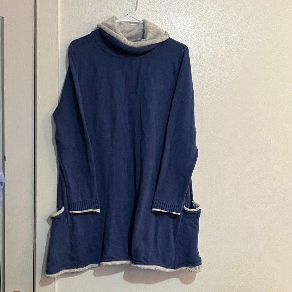 Elegant Navy Women's Cowl Neck Sweater